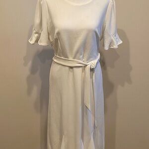 DKNY white 3/4 length Sleeve midi Dress